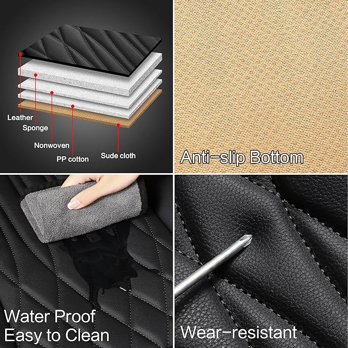 Pariitadin Leather Car Seat Covers Front Pair, Waterproof Faux Leather Seat