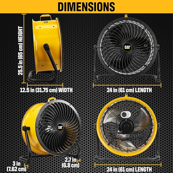 CATERPILLAR 18 inch High Velocity, 3400 CFM, 4 Speed, 360 Degree Metal Heavy