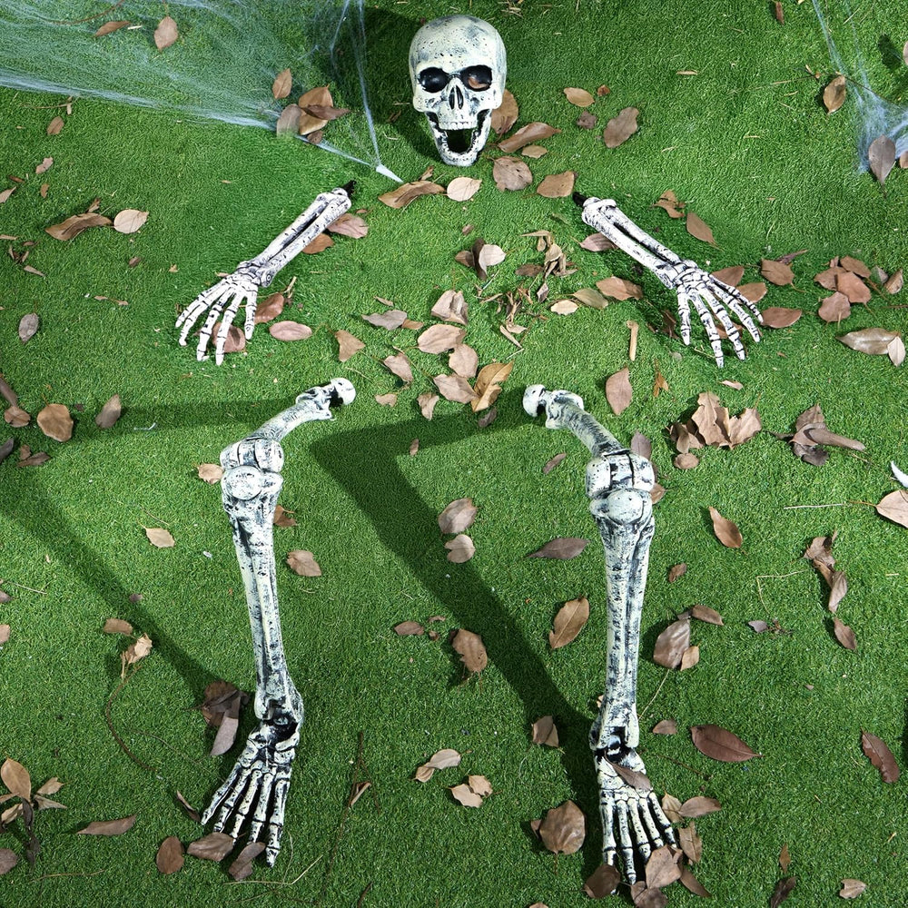 JOYIN 5 Pcs Halloween Skeleton Decorations Outdoor, Life Size Skeleton Yard S...