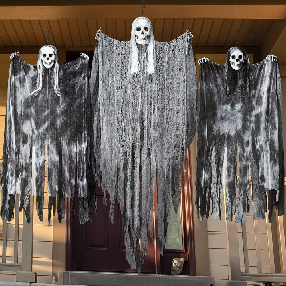 JOYIN 3 Pcs Hanging Halloween Skeleton Ghosts Decorations Outdoor, Grim Reape...