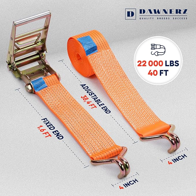 Ratchet Straps with Double J Hook 4 inch X 40 ft